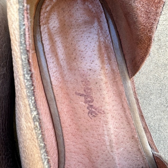 Free People Royale Flat D'Orsay Shoes Taupe Leather Size 37 US 7 - Picture 10 of 11